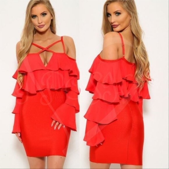LADIE'S FASHION HOT AND SEXY Red Bodycon Dress - Picture 1 of 2